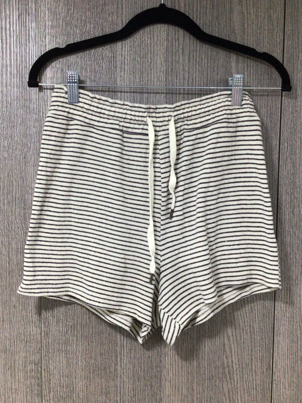 Z Supply White and Black Striped Drawstring Lounge Shorts